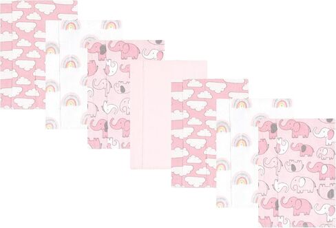 Hudson Baby Unisex Baby Cotton Flannel Burp Cloths 7-Pack, Girl New Elephant, One Size in Saudi Arabia