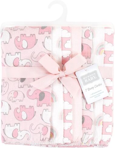 Hudson Baby Unisex Baby Cotton Flannel Burp Cloths 7-Pack, Girl New Elephant, One Size in Saudi Arabia