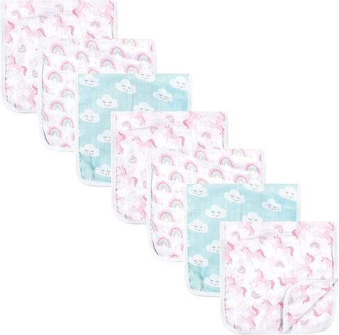 Luvable Friends Unisex Baby Muslin Burp Cloth 7pk, Rainbow, One Size (Pack of 2) in Saudi Arabia