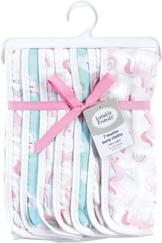 Luvable Friends Unisex Baby Muslin Burp Cloth 7pk, Rainbow, One Size (Pack of 2) in Saudi Arabia