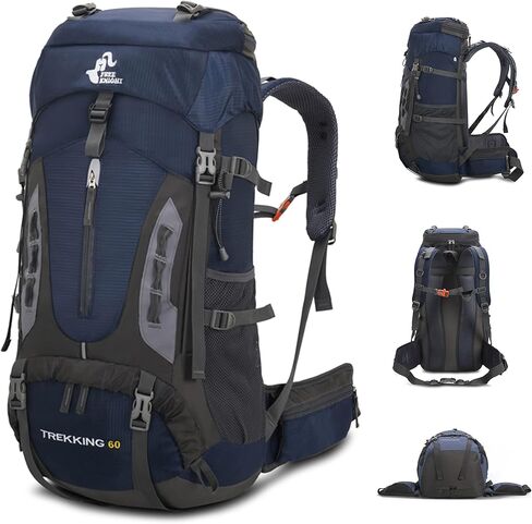 حقيبة ظهر WIYPRQZ 60L مقاومة للماء خفيفة الوزن للمشي لمسافات طويلة والتخييم والسفر مع غطاء للمطر حقيبة رياضية خارجية لتسلق الصيد للرجال والنساء، أزرق in Kuwait