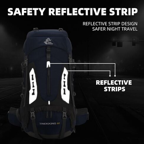 حقيبة ظهر WIYPRQZ 60L مقاومة للماء خفيفة الوزن للمشي لمسافات طويلة والتخييم والسفر مع غطاء للمطر حقيبة رياضية خارجية لتسلق الصيد للرجال والنساء، أزرق in Kuwait