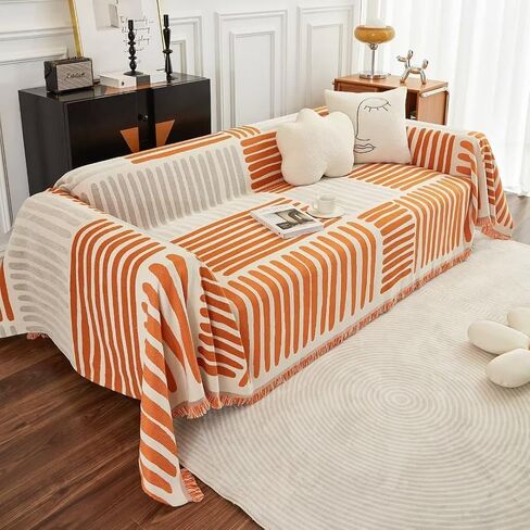 ROOMLIFE Couch Cover Sofa Slipcover Chenille Sofa Covers Ivory White with Lace Edge Sofa Covers for 2-3 Cushion Couch Living Room Furniture Protector Couch Cover Blanket for Dogs Pet, 71"x118" in Saudi Arabia