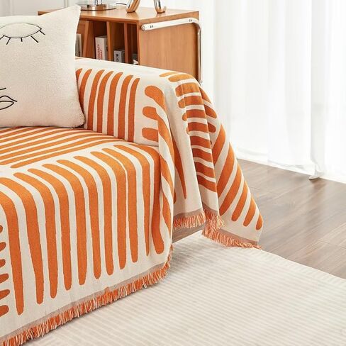 ROOMLIFE Couch Cover Sofa Slipcover Chenille Sofa Covers Ivory White with Lace Edge Sofa Covers for 2-3 Cushion Couch Living Room Furniture Protector Couch Cover Blanket for Dogs Pet, 71"x118" in Saudi Arabia