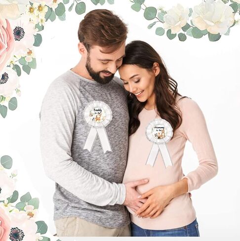 وشاح استحمام الطفل من Woodland Creatures، مجموعة حفلات الترحيب من Mom to Be & Daddy to Be Corsage للترحيب بالطفل، ديكورات حيوانات الغابات للأطفال، التصوير الفوتوغرافي لحفلات استقبال المولود الجديد، لوازم تذكارية (مخلوقات الغابة) in Kuwait