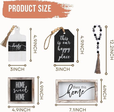 5 Pieces Tiered Tray Decor Set - Tiered Tray Decor Items Mini - Kitchen Table Decor Centerpiece - Tray Decor Items Bundle - Tiered Tray Farmhouse Decor - Rustic Wooden Decorative Sign in Kuwait