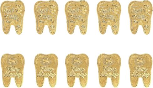 عملات جنية الأسنان، YOUYA DENTAL 10 قطع من مكافأة الأسنان المفقودة، عملة تذكارية لجنية الأسنان، عملة معدنية مطلية بالذهب للأطفال، هدية تذكارية لتغيير الأسنان، هدايا عيد الميلاد لطب الأسنان للأطفال المفقودين in Kuwait