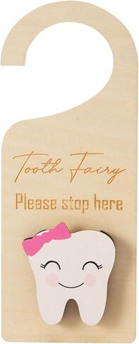 Wooden Tooth Fairy Door Hanger with Cute Money Holder Gift for Lost Teeth Kids Tooth Fairy Pick up Box for Boys and Girls (Blue) in Kuwait