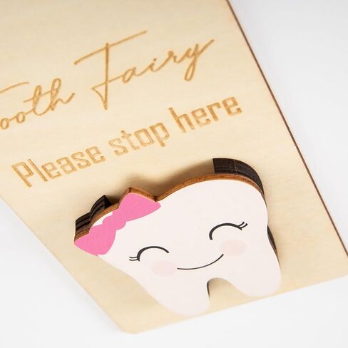 Wooden Tooth Fairy Door Hanger with Cute Money Holder Gift for Lost Teeth Kids Tooth Fairy Pick up Box for Boys and Girls (Blue) in Kuwait