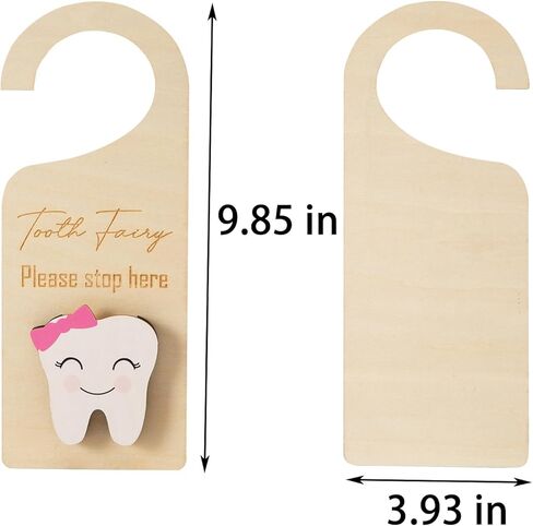 Wooden Tooth Fairy Door Hanger with Cute Money Holder Gift for Lost Teeth Kids Tooth Fairy Pick up Box for Boys and Girls (Blue) in Kuwait