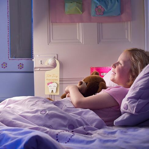 Wooden Tooth Fairy Door Hanger with Cute Money Holder Gift for Lost Teeth Kids Tooth Fairy Pick up Box for Boys and Girls (Blue) in Kuwait