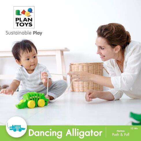 PlanToys Penguin Wheelie Push Toy for Toddlers - Sustainably Made from Rubberwood Featuring Organic-Pigment Coloring and Water-Based Dyes with Waddling Action When Pushed in Saudi Arabia