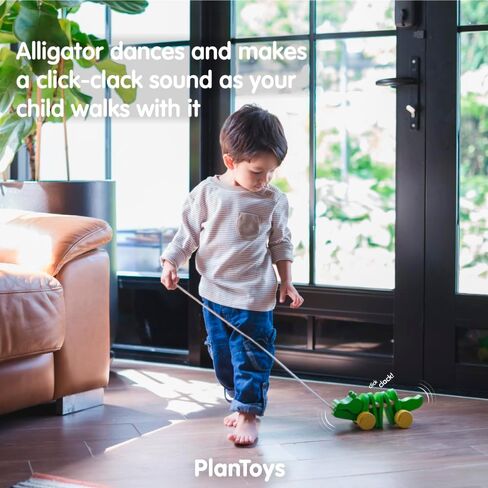 PlanToys Penguin Wheelie Push Toy for Toddlers - Sustainably Made from Rubberwood Featuring Organic-Pigment Coloring and Water-Based Dyes with Waddling Action When Pushed in Saudi Arabia