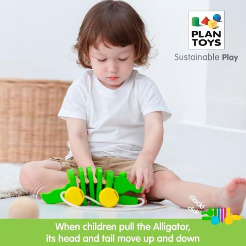 PlanToys Penguin Wheelie Push Toy for Toddlers - Sustainably Made from Rubberwood Featuring Organic-Pigment Coloring and Water-Based Dyes with Waddling Action When Pushed in Saudi Arabia