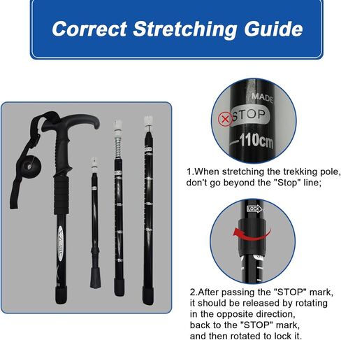 اعمدة رحلات خفيفة للغاية، اعمدة قابلة للطي مضادة للصدمات للمشي لمسافات طويلة والتخييم وتسلق الجبال وحقائب الظهر والرحلات in Kuwait