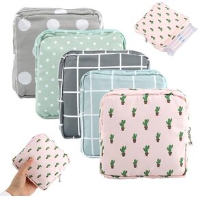 Portable Sanitary Napkin Storage Bag, 5pcs Sanitary Pad Storage Bag,Reusable Period Pouch, For Teen Girls School in Kuwait