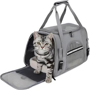 Pet Carrier Bag, Cat and Dog Travel Portable Bag Home, Airline Approved Duffle Bags, for Large Medium,Small Pets Under 30 lbs Easy to get cat in and Make Vet Visit Less Stressful in Kuwait