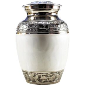 eSplanade Metal Cremation Urn Memorial Jar Pot Container | Medium Size Urn for Funeral Ashes Burial | Engraved Metal Urn | Blue - 6" Inches