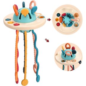 18+ Months Montessori Baby Toys, Unique Ufo Design, Soft Silicone Pull String, Helps Teething Toddlers Sensory Development and Color Recognition, Suitable for 6-12 Months Infants Boys and Girls Gifts. in Saudi Arabia