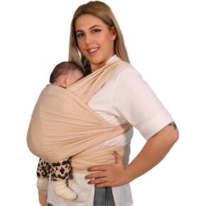 Baby Wraps Carrier Newborn to Toddler 100% Cotton Infant Carrier – Stretchy and Adjustable Wrap for Baby – Lightweight Baby Carrier Newborn Sling (Beige) in Saudi Arabia
