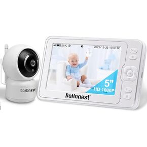 DoHonest Baby Monitor HD 1080P Camera Audio Home Wireless 5" Display Infant Video Monitoring Remote Pan Tilt Infrared Night Vision 1000ft Range Temperature Sensor S06 in Kuwait
