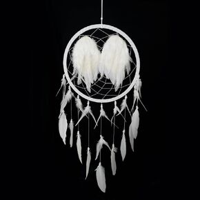 OMA Dream Catcher - Angel Wings Dream Catcher مصنوع يدويًا من Boho Hippie Zen التقليدي الأصيل من الريش Dream Catcher ديكور غرفة نوم المنزل - حجم كبير جدًا - 39 بوصة طول × 12.5 بوصة قطر in Kuwait