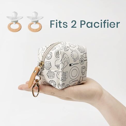 Maxxma Pacifier Pouch with Clip,Pacifier Case Holder for Diaper Bag,Stylish Pacifier Storage Container,Holds 2 Pacifiers (Leopard) in Kuwait