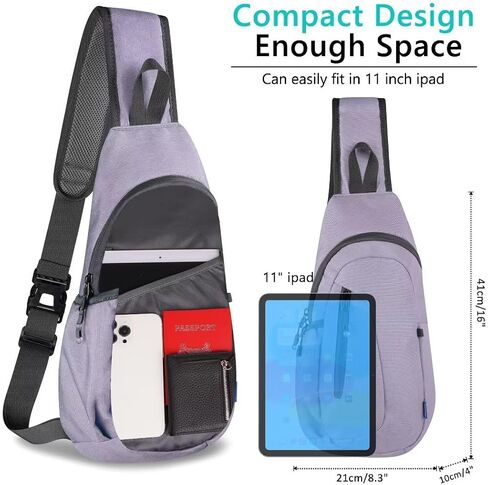TITECOUGO Small Sling Bag Lightweight Crossbody Bag for Women Men Hiking Backpack Travel Shoulder Bags Chest Daypack for Gym Work Casual Cycling Sports Z1-Canvas Dark Black in Kuwait