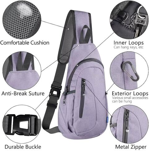 TITECOUGO Small Sling Bag Lightweight Crossbody Bag for Women Men Hiking Backpack Travel Shoulder Bags Chest Daypack for Gym Work Casual Cycling Sports Z1-Canvas Dark Black in Kuwait