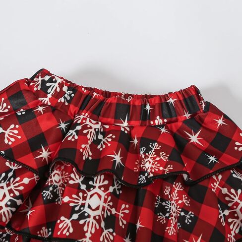 Ovmxqso Newborn Baby Girl Christmas Outfit Ruffle Ribbed Long Sleeve Romper Buffalo Snowflake Floral Pants Set Headband in Kuwait