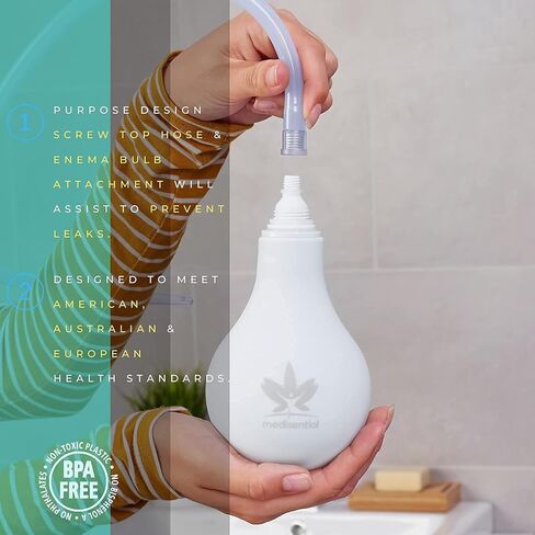 طقم حقنة شرجية طبية - كبير 12 أونصة (375 مل) + 7 أونصة (207 مل) دش شرجي للنساء والرجال - مجموعة حقنة شرجية سيليكون ممتازة خالية من مادة BPA والفثالات - تتضمن تعليمات ودليل كاملين. in Kuwait