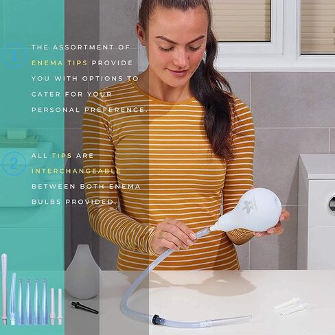 طقم حقنة شرجية طبية - كبير 12 أونصة (375 مل) + 7 أونصة (207 مل) دش شرجي للنساء والرجال - مجموعة حقنة شرجية سيليكون ممتازة خالية من مادة BPA والفثالات - تتضمن تعليمات ودليل كاملين. in Kuwait