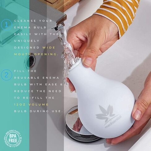 طقم حقنة شرجية طبية - كبير 12 أونصة (375 مل) + 7 أونصة (207 مل) دش شرجي للنساء والرجال - مجموعة حقنة شرجية سيليكون ممتازة خالية من مادة BPA والفثالات - تتضمن تعليمات ودليل كاملين. in Kuwait