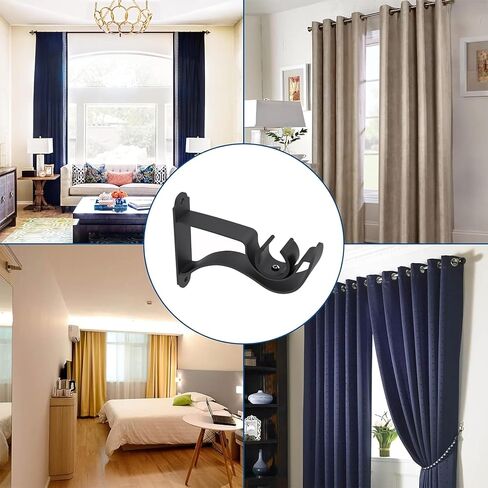 4 قطع من دعامات قضيب الستائر، شماعات قضيب الستائر، دعامات قضيب ستارة سهلة بدون ثقب، دعامات ستارة لقضبان الستائر من 1 إلى 1.2 انش in Kuwait