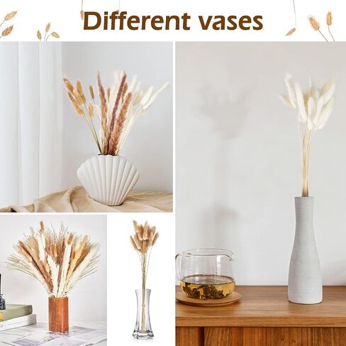 Hirolulu Natural Pampas Grass Decor, 85PCS Tall 17“ Pink White Brown Fluffy Long-Lasting Dried Flowers Bouquet for Fall Decor Home/Wedding/Living Room/Office Decor, Wedding Boho Decor in Saudi Arabia