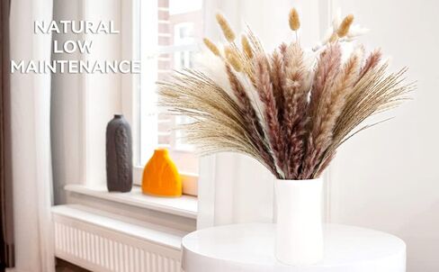 Hirolulu Natural Pampas Grass Decor, 85PCS Tall 17“ Pink White Brown Fluffy Long-Lasting Dried Flowers Bouquet for Fall Decor Home/Wedding/Living Room/Office Decor, Wedding Boho Decor in Saudi Arabia