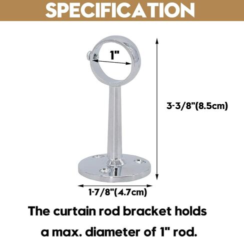 مجموعة دعامة قضيب ستارة مثبتة على السقف من AddGrace مكونة من 8 حوامل قضيب ستارة لقضيب 1 بوصة (كروم) in Kuwait