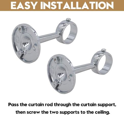 مجموعة دعامة قضيب ستارة مثبتة على السقف من AddGrace مكونة من 8 حوامل قضيب ستارة لقضيب 1 بوصة (كروم) in Kuwait