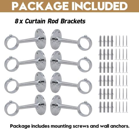 مجموعة دعامة قضيب ستارة مثبتة على السقف من AddGrace مكونة من 8 حوامل قضيب ستارة لقضيب 1 بوصة (كروم) in Kuwait