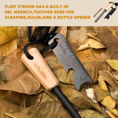 Fire Starter Survival Tool,Ferro Rod Fire Starter Kit & Backpacking Multitool,Flint and Steel,Firestarter Survival,fire Steel in Kuwait