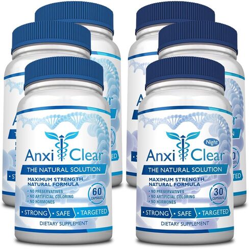 AnxiClear Consumer Health Boosts Mood, Calms The Mind, Elevates Serotonin Levels - 5-HTP, L-thianine - 3 Month Supply - Made in The USA in Saudi Arabia
