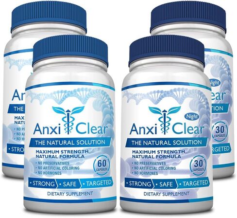 AnxiClear Consumer Health Boosts Mood, Calms The Mind, Elevates Serotonin Levels - 5-HTP, L-thianine - 3 Month Supply - Made in The USA in Saudi Arabia