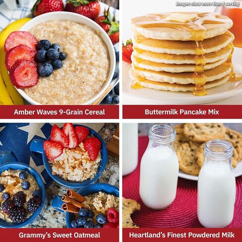 مجموعة إفطار 4Patriots Country Griddle - مدة صلاحية تبلغ 25 عامًا، مصممة للبقاء والتخزين على المدى الطويل، 8 وصفات، مثالية للتخييم أو حقائب الظهر أو الرحلات أو الاستعداد للطوارئ - 148 وجبة in Saudi Arabia