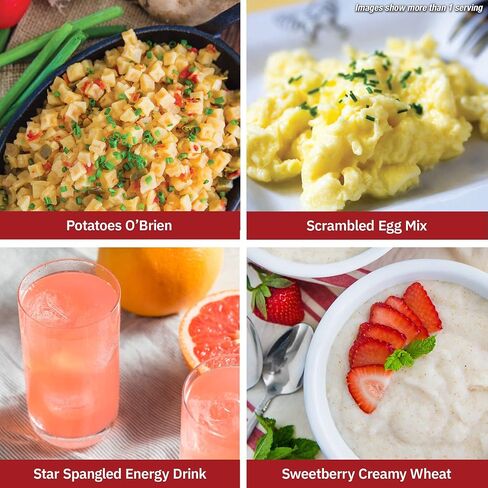 مجموعة إفطار 4Patriots Country Griddle - مدة صلاحية تبلغ 25 عامًا، مصممة للبقاء والتخزين على المدى الطويل، 8 وصفات، مثالية للتخييم أو حقائب الظهر أو الرحلات أو الاستعداد للطوارئ - 148 وجبة in Saudi Arabia