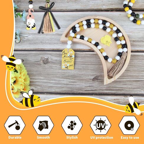 Wood Bead Garland with Tassels, 2 Pcs 3.25 Ft Handmade Natural Wood Farmhouse Coffee Table Decor Tiered Tray Decor Rustic Chic Wall Hanging, Yellow in Kuwait