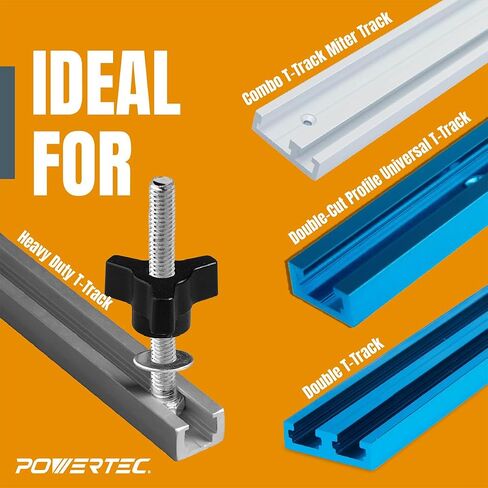 POWERTEC 71495 Double-Cut Profile Universal T-Track (48 inch) w/Intersection Kit and Wood Screws in Saudi Arabia