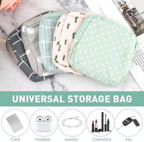 Portable Sanitary Napkin Storage Bag, 5pcs Sanitary Pad Storage Bag,Reusable Period Pouch, For Teen Girls School in Kuwait