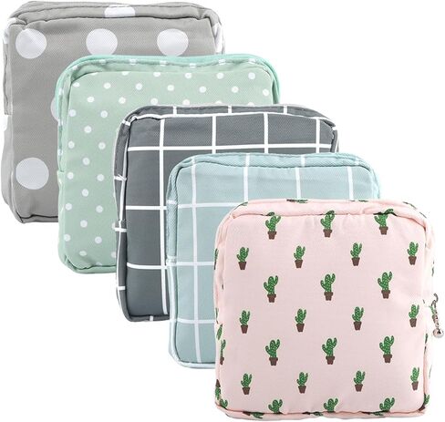 Portable Sanitary Napkin Storage Bag, 5pcs Sanitary Pad Storage Bag,Reusable Period Pouch, For Teen Girls School in Kuwait