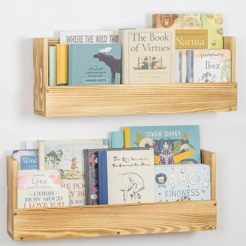 Noisy Dirt Wall Bookshelf for Kids, Rustic Wall Mount Bookshelf, Nursery Shelves for Wall Book Shelves for Bedroom Kids, Book Shelf for Kids Rooms, 24 inch Nursery Book Shelves Floating Bookshelves in Saudi Arabia