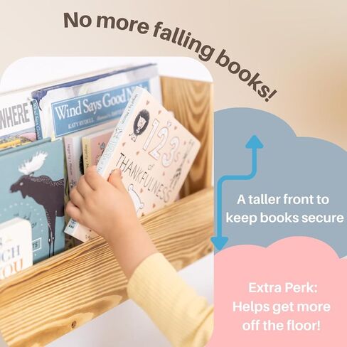 Noisy Dirt Wall Bookshelf for Kids, Rustic Wall Mount Bookshelf, Nursery Shelves for Wall Book Shelves for Bedroom Kids, Book Shelf for Kids Rooms, 24 inch Nursery Book Shelves Floating Bookshelves in Saudi Arabia
